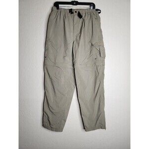 REI Hiking Pant Men Large Brown Convertible Cargo Pockets Belted Waist Ankle Zip